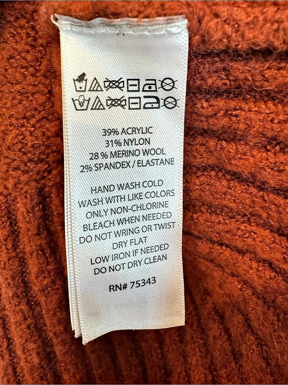 Rachel Zoe Merino Wool Blend Cowl Neck High Low Sweater Rust Orange M